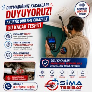Su kaçağı tespiti randevu talebi için Sima Tesisat uzman ekibi çalışma anında